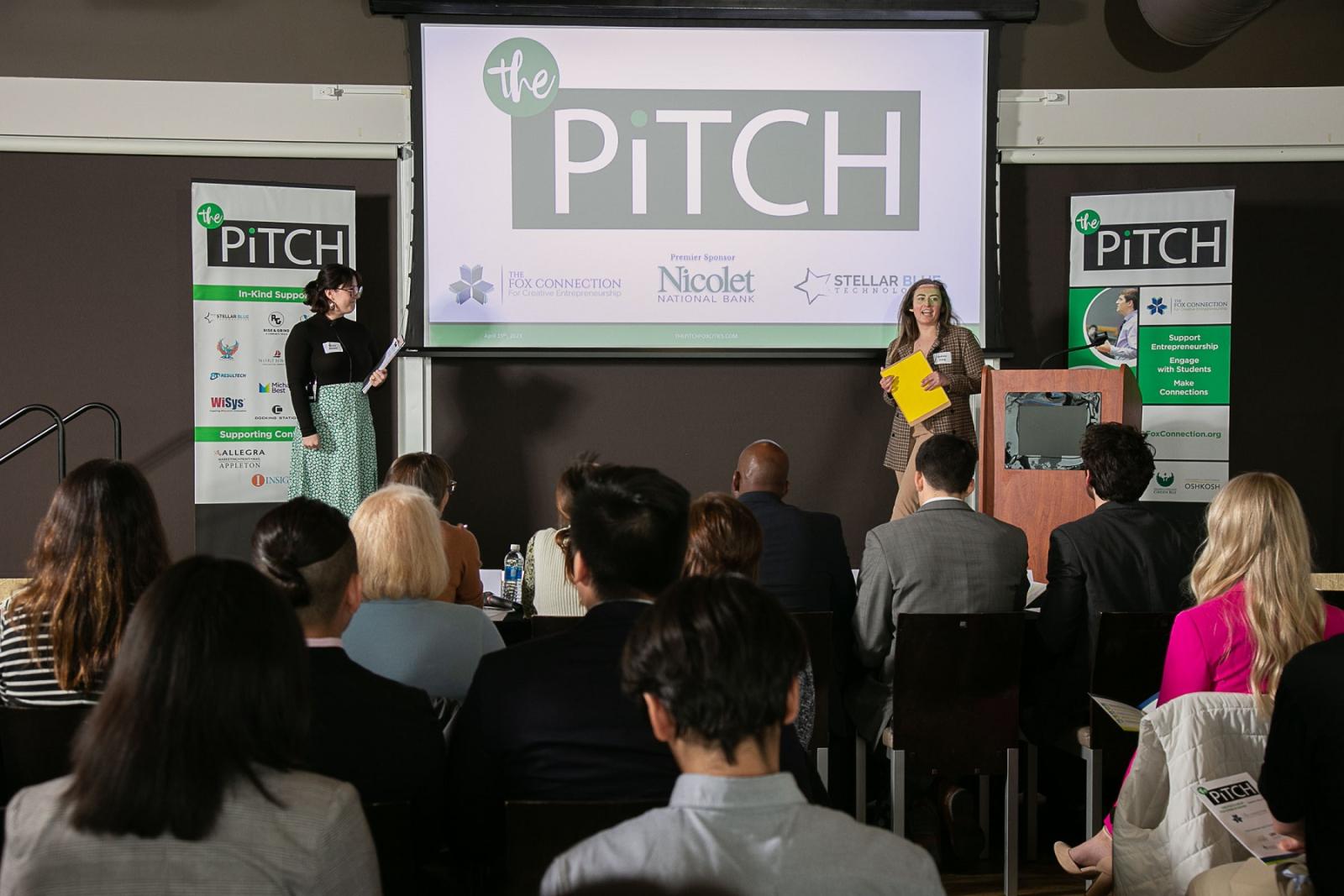 The Pitch hosts talk to the audience during the 2023 edition of startup business competition.