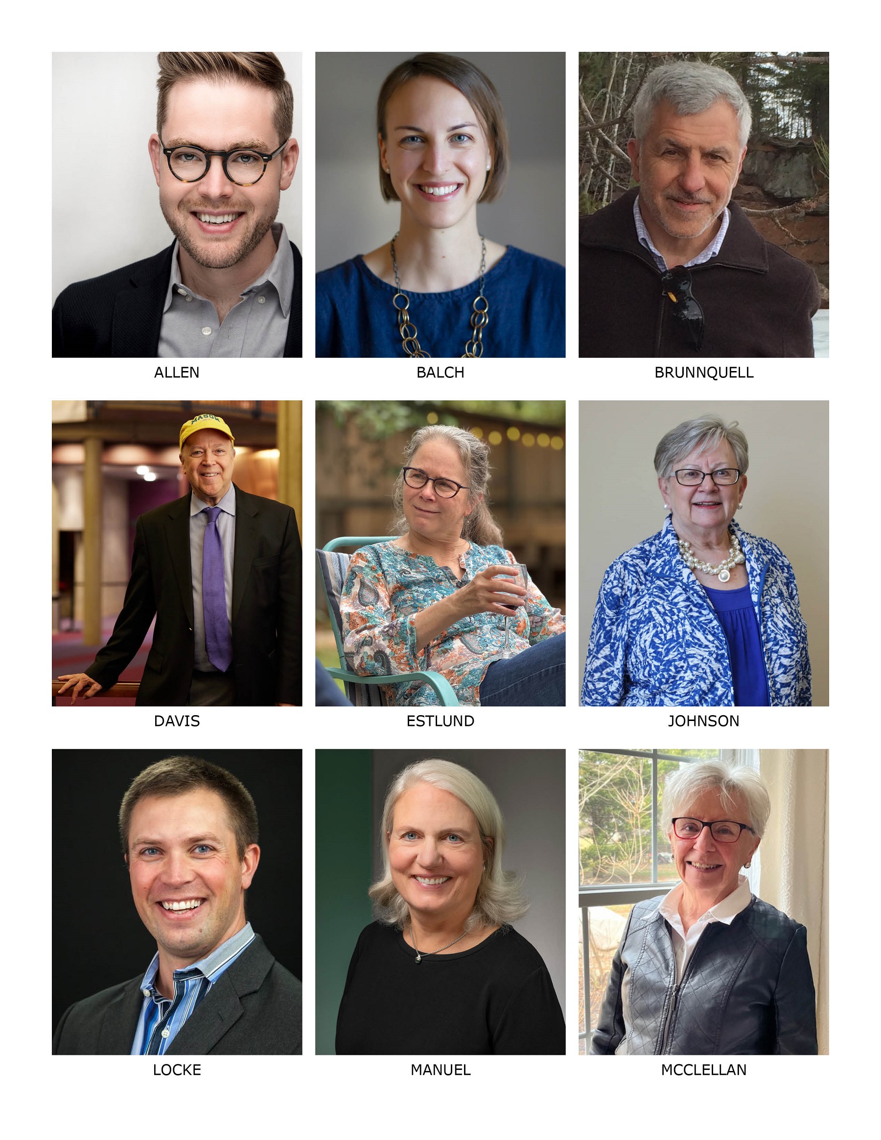 Headshots of all nine 2024 Alumni Award recipients.