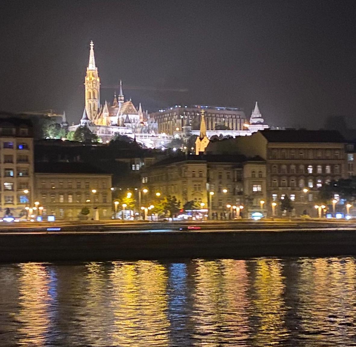 Budapest is seen at night from the cruise ship on the Danube River. (Photo courtesy of Mark Breseman)