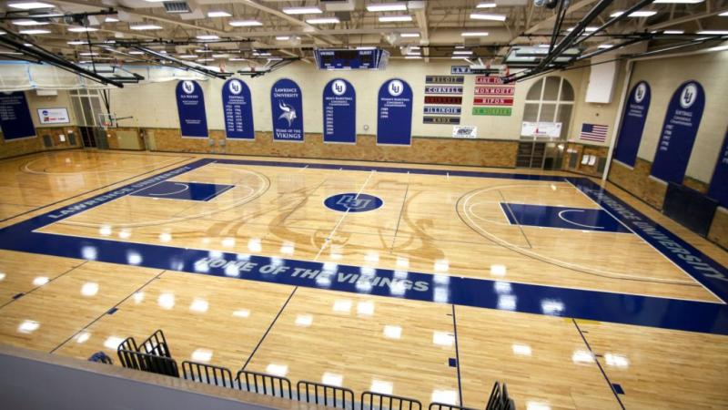 A Viking ship is featured prominently in the new court design in Alexander Gym
