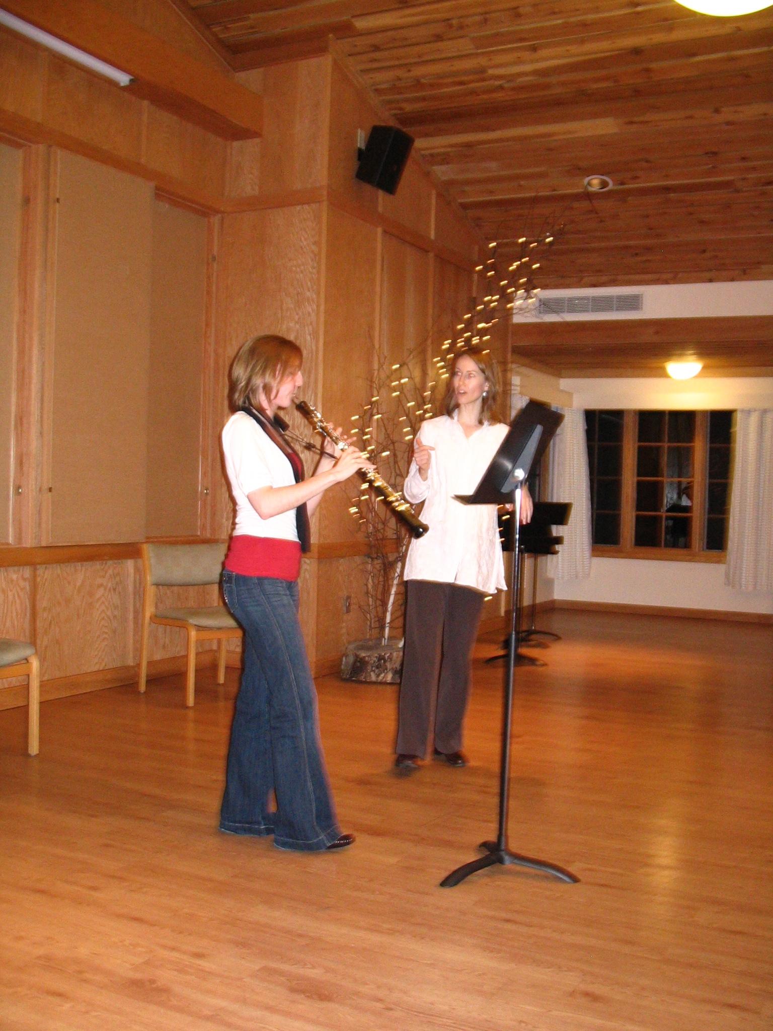 Oboe student performing at Bjorklunden