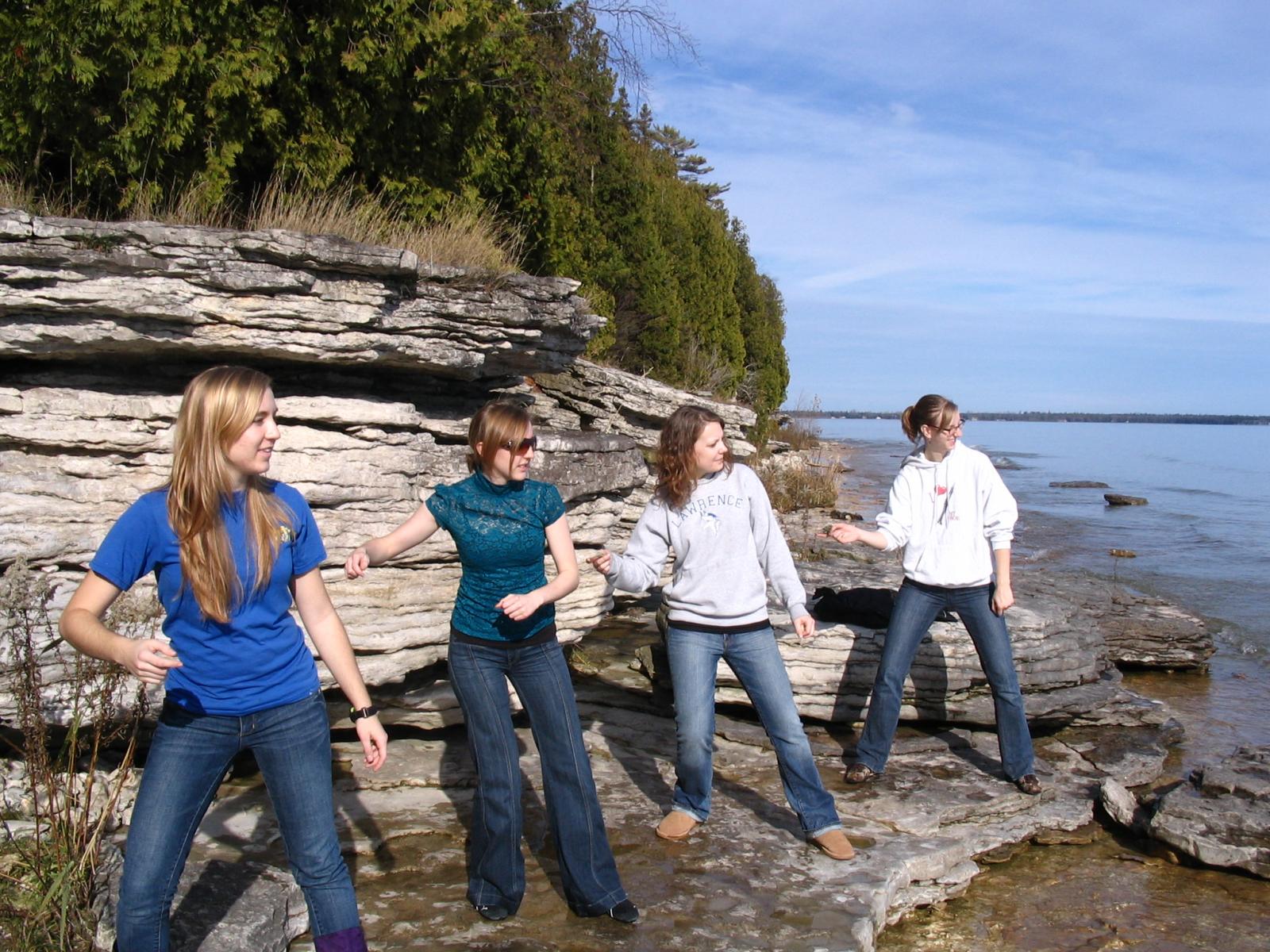 Oboists skipping stones in Lake Michigan
