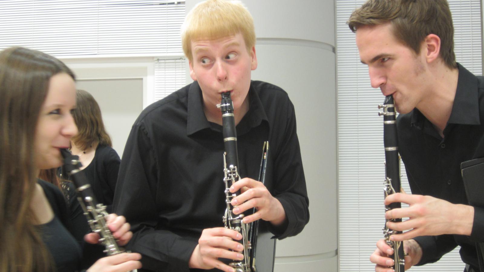 Clarinet students goofing around