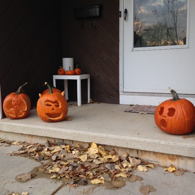 Pumpkins on the Bells' front porch