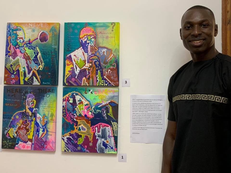 Senegalese Artist with his art in Saint Louis