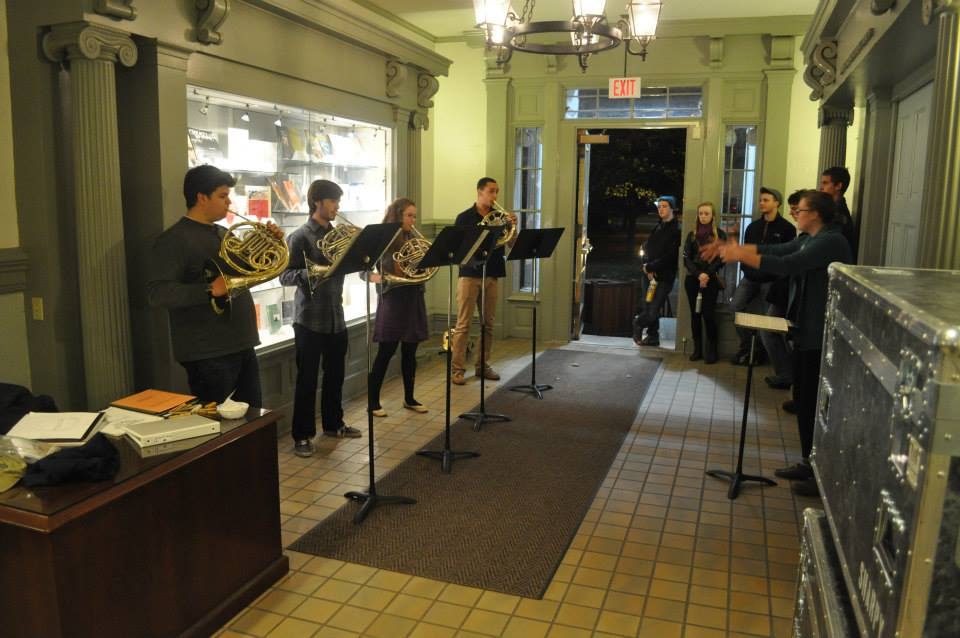 Horn studio members playing for the 2013 inauguration of Mark Burstein