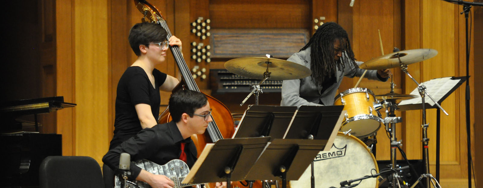 Members of the Lawrence Jazz Ensemble perform.