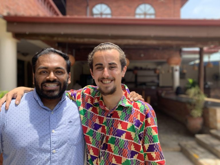 Wes Varughese ’16 (left) and Jonathan Rubin ’19 reconnected on the Ghana trip.