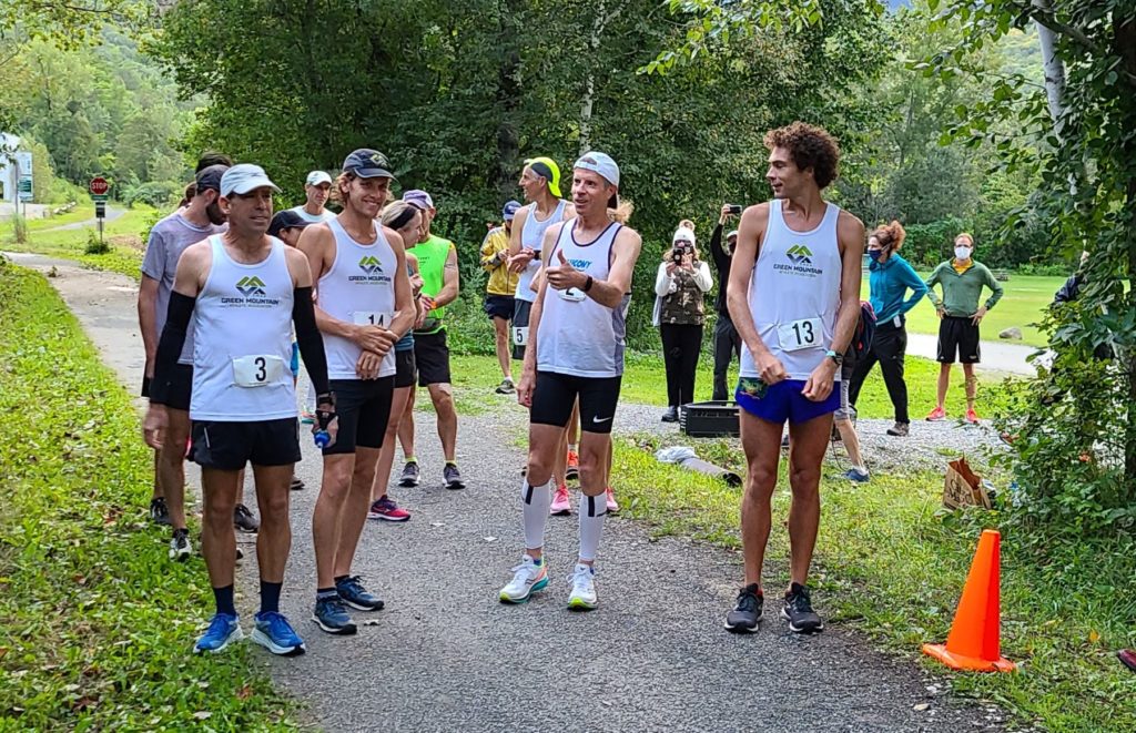 Jim Miller ’80 (center) organized the Old Mill Marathon and limited it to 14 runners.