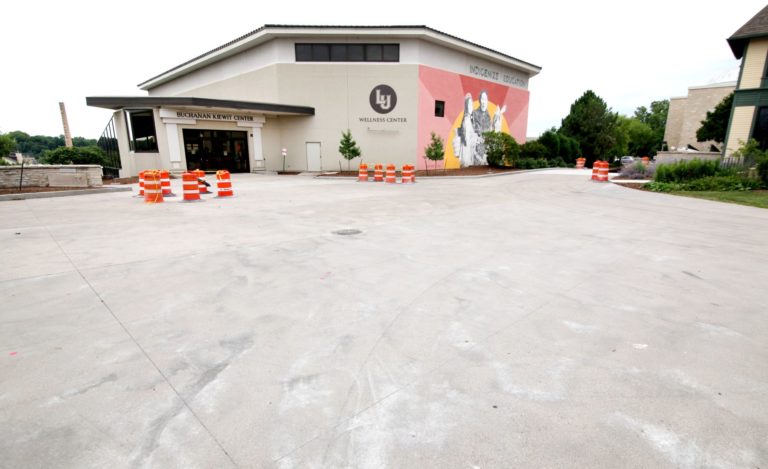 Hardscape in front of Buchanan Kiewit Wellness Center