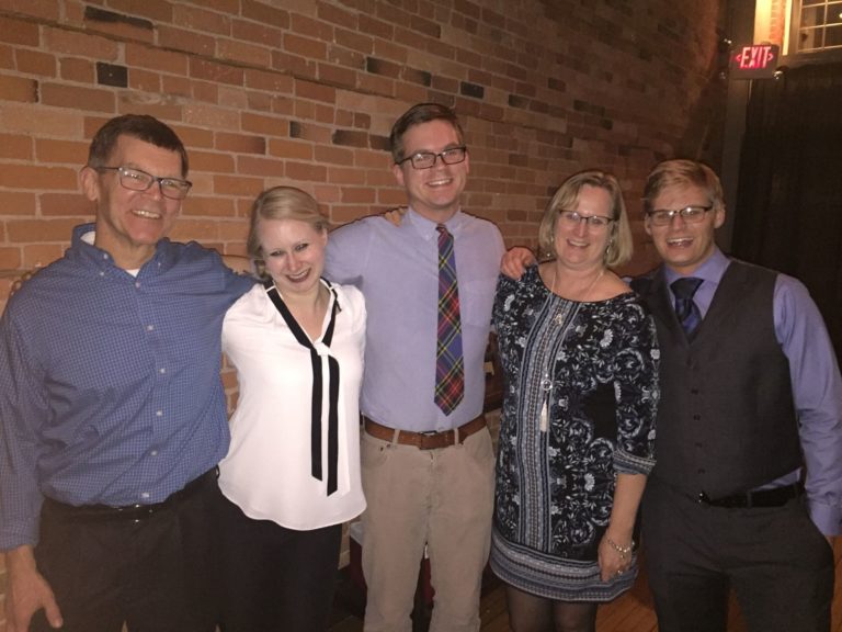 The Paulson family (from left): Tom ’93, Sarah, Nick ’14, Mary, and Erik ’16.