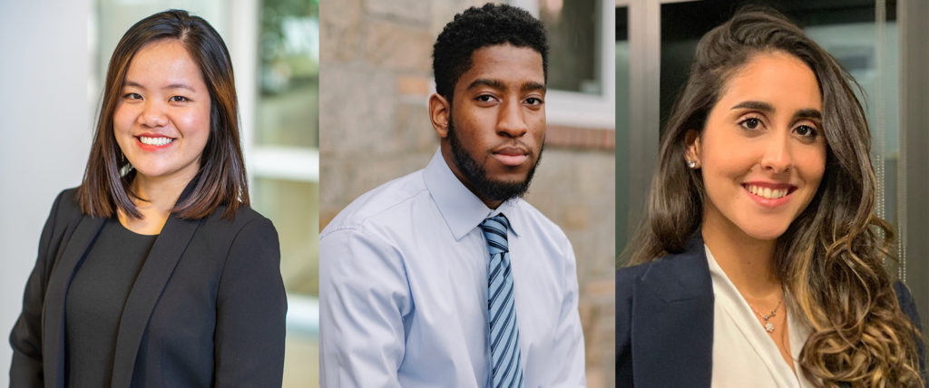 Headshots of three Lawrence students