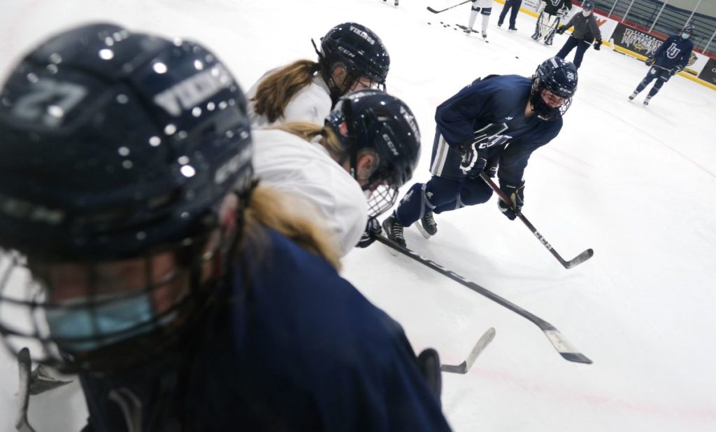 Women's Hockey Team during their practice at the ice rink 