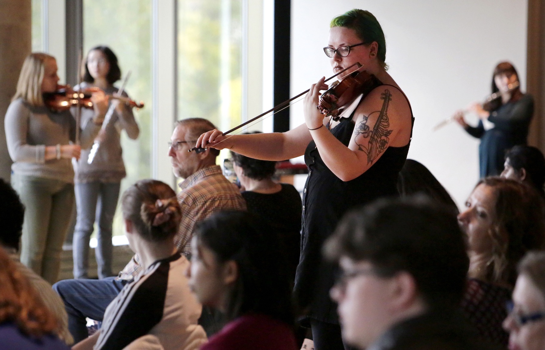 “Ten Thousand Birds” performed Oct. 13 in the Warch Campus Center. It was moved indoors due to inclement weather. It also was performed outdoors at the Green Bay Botanical Gardens and at Bjorklunden in Door County. 