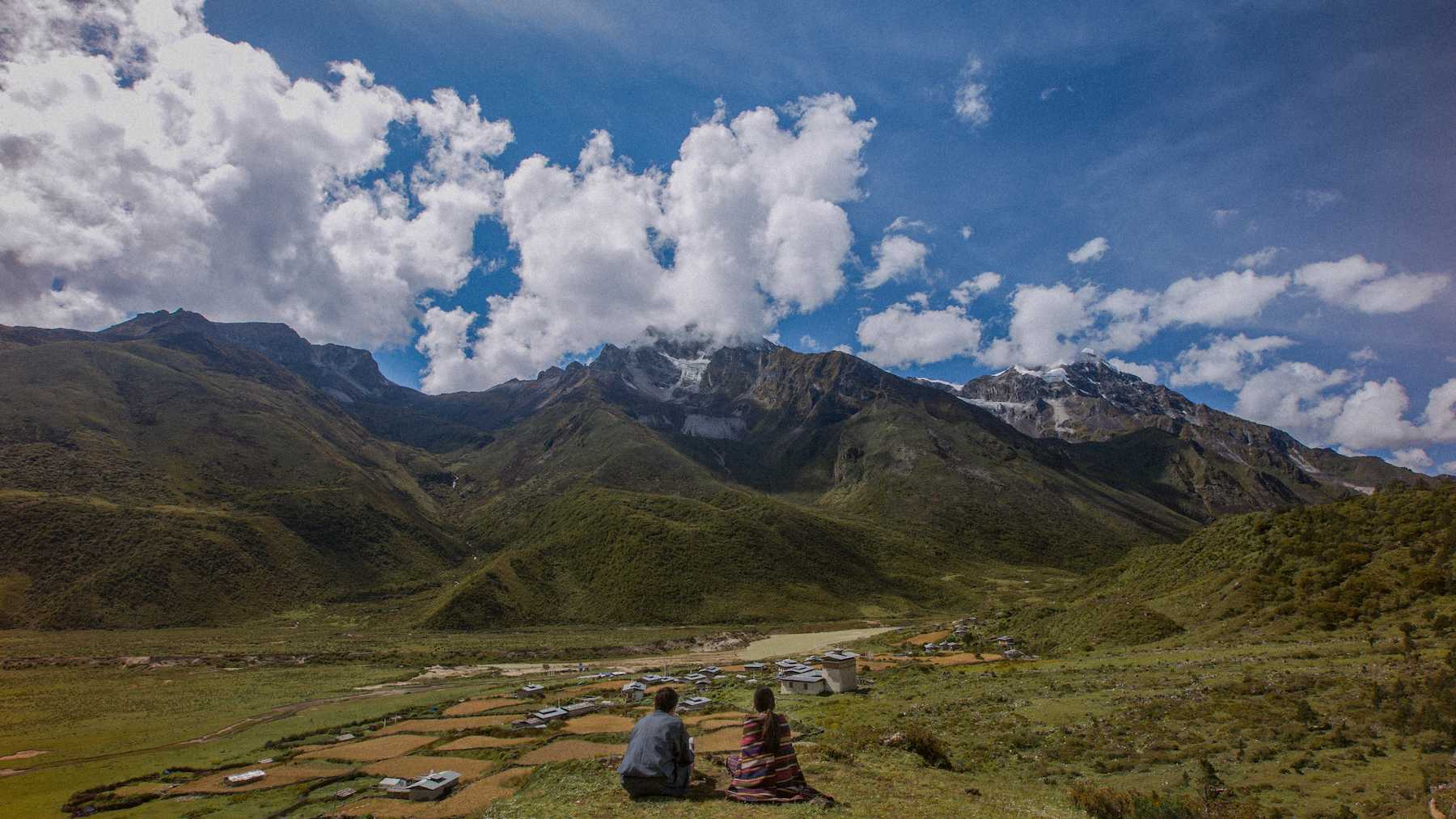 A scenic shot overlooking the tiny village of Lunana.