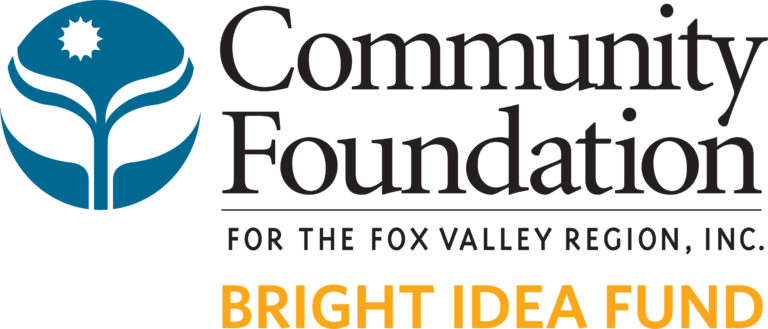 Logo for Community Foundation For The Fox Valley Region, Inc. with words "bright idea fund" underneath.