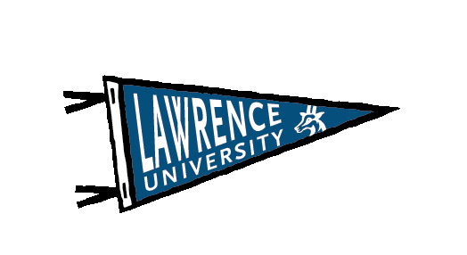 Pennant with Lawrence University written on it with the antelope logo