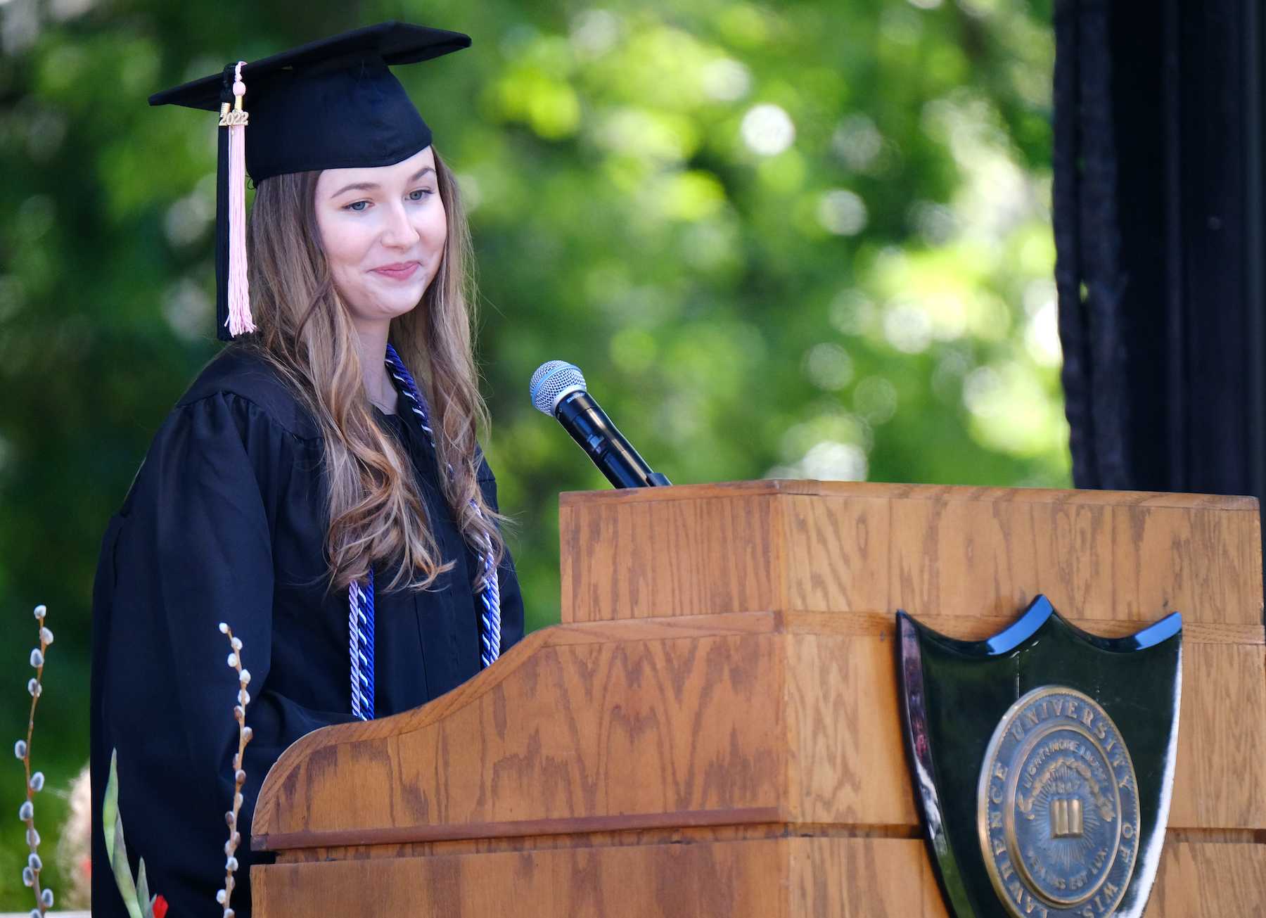 Jessica Toncler delivers her speech as the senior class speaker.