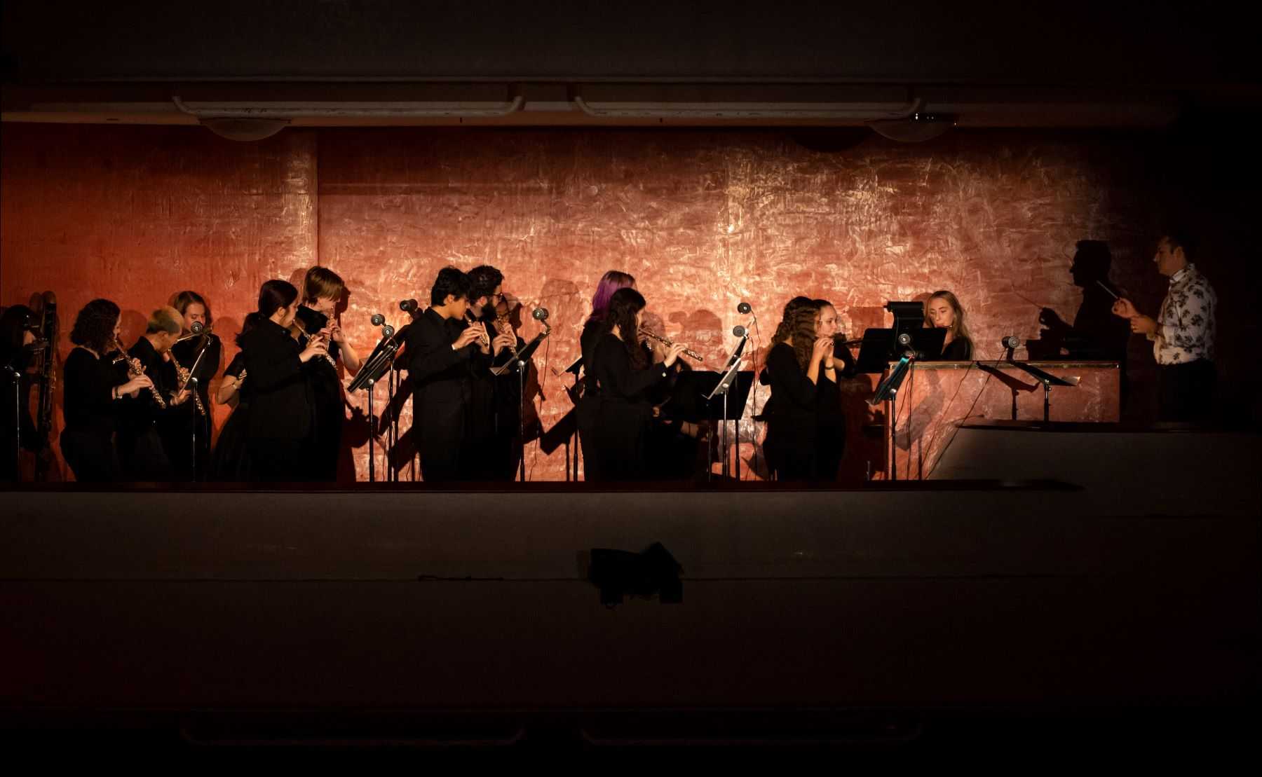 The Flute Ensemble performs in the balcony of the Fox Cities Performing Arts Center during Kaleidoscope.