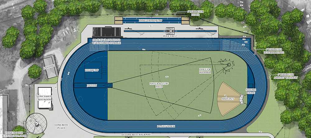 A drawing of the new track being constructed at Whiting Field.