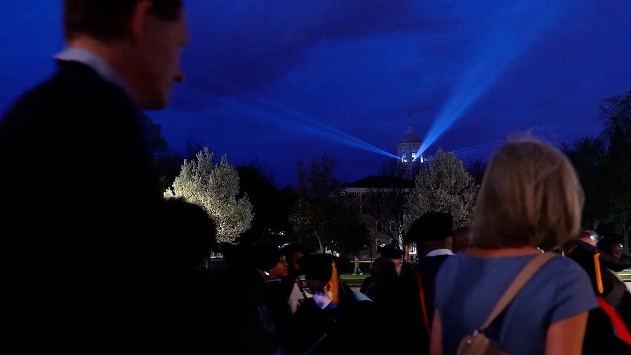 Screen grab from Beacon the River video shows cupola lit up.