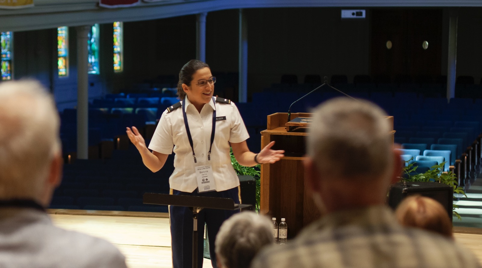 Bonnie Alger '06 rehearses with the Alumni Choir in Memorial Chapel during Reunion weekend. 