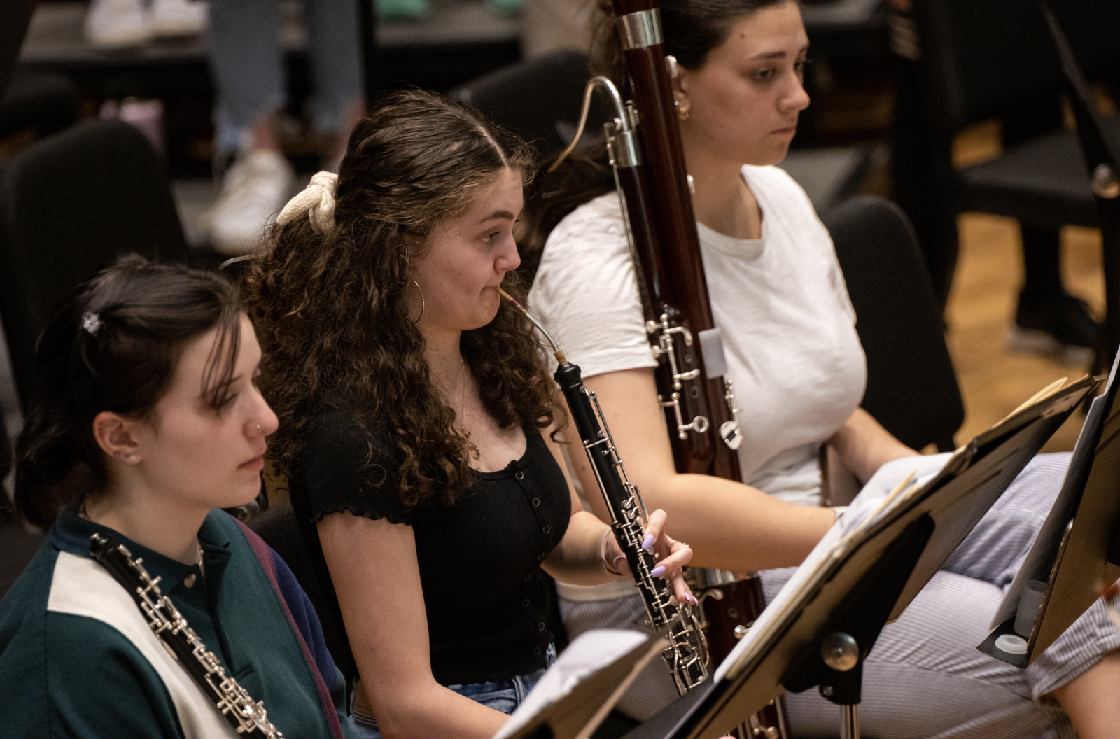 Orchestra students rehearse with the choirs in preparation for the Major Works concert.