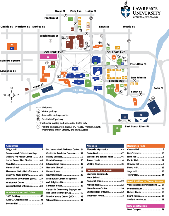 Lawrence University Campus Map 4-29-2025