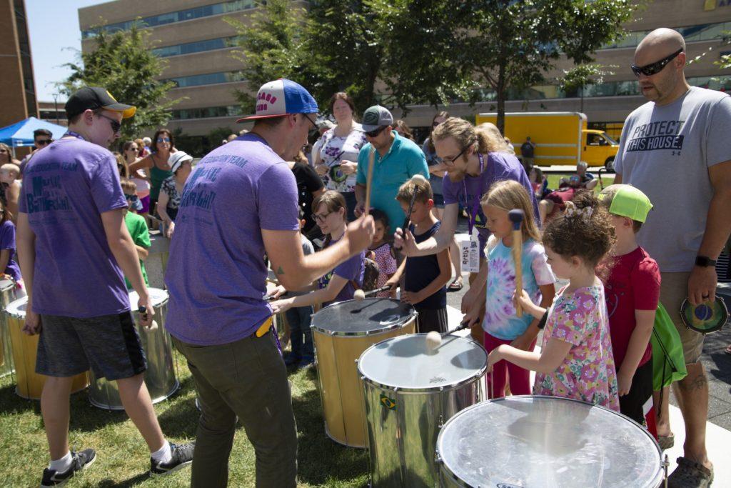 The Mile of Music Education Team works with children at last summer's Mile of Music in Appleton.