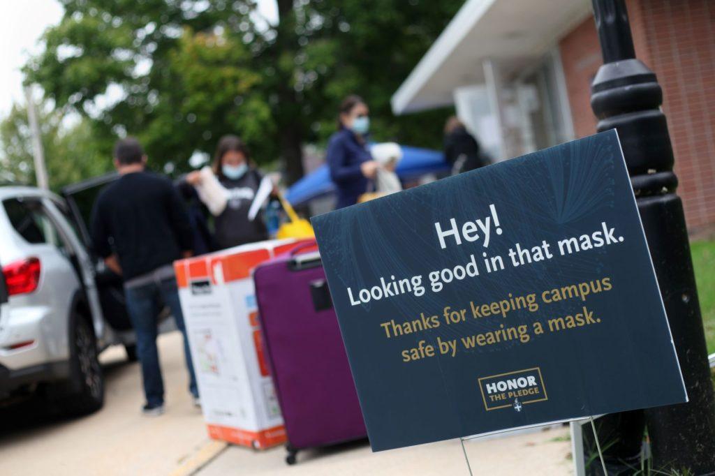 Signage around campus provides reminders of the safety protocols that are in place.