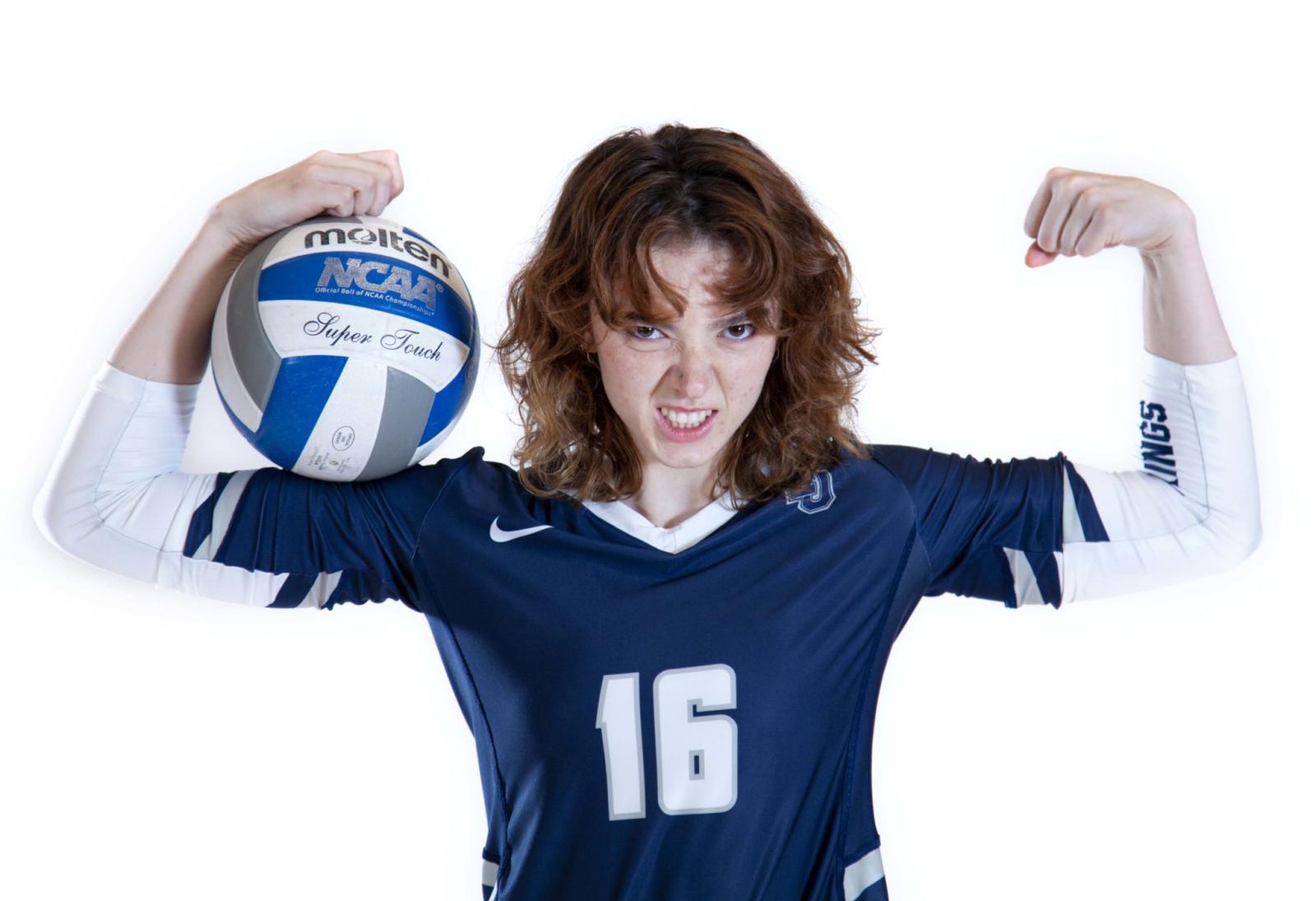 Volleyball player Sophia Galassini holding a volleyball