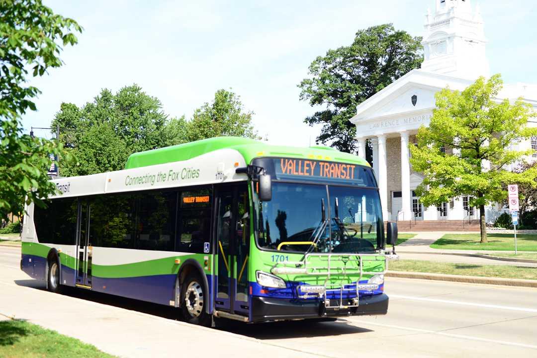 A Valley Transit bus is seen in front of Memorial Chapel.