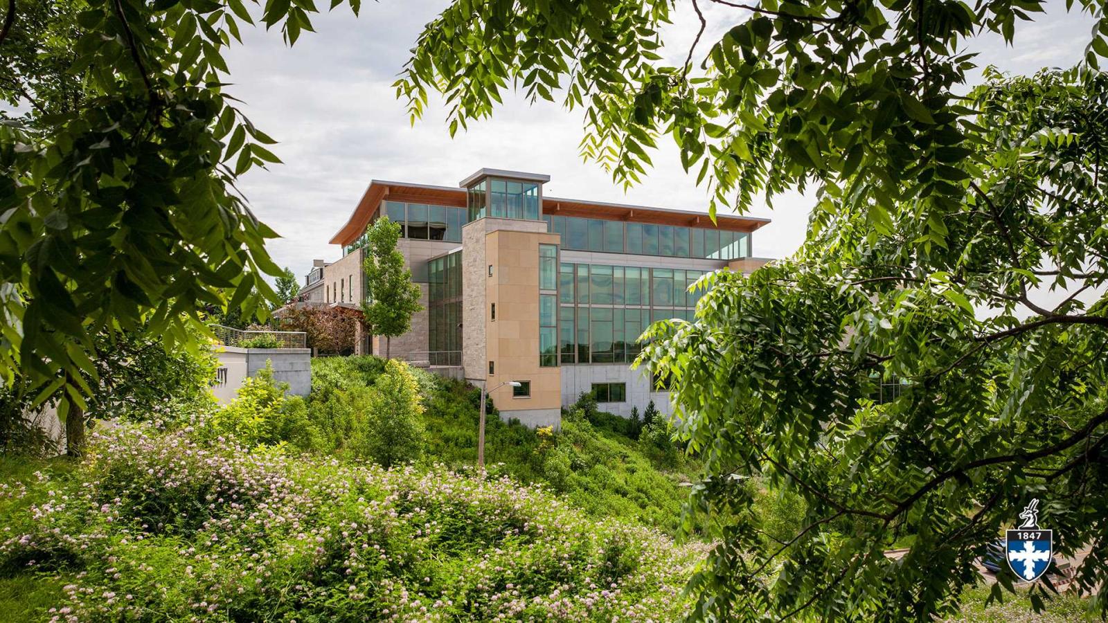 View of Warch Campus Center from Lawrence University’s sustainable garden (SLUG).