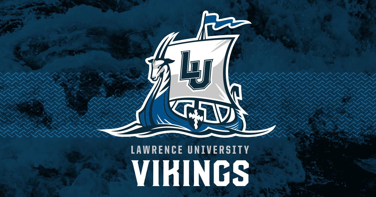 Rectangular banner with LU Viking logo in the center and the text "Lawrence University Vikings" across the bottom.