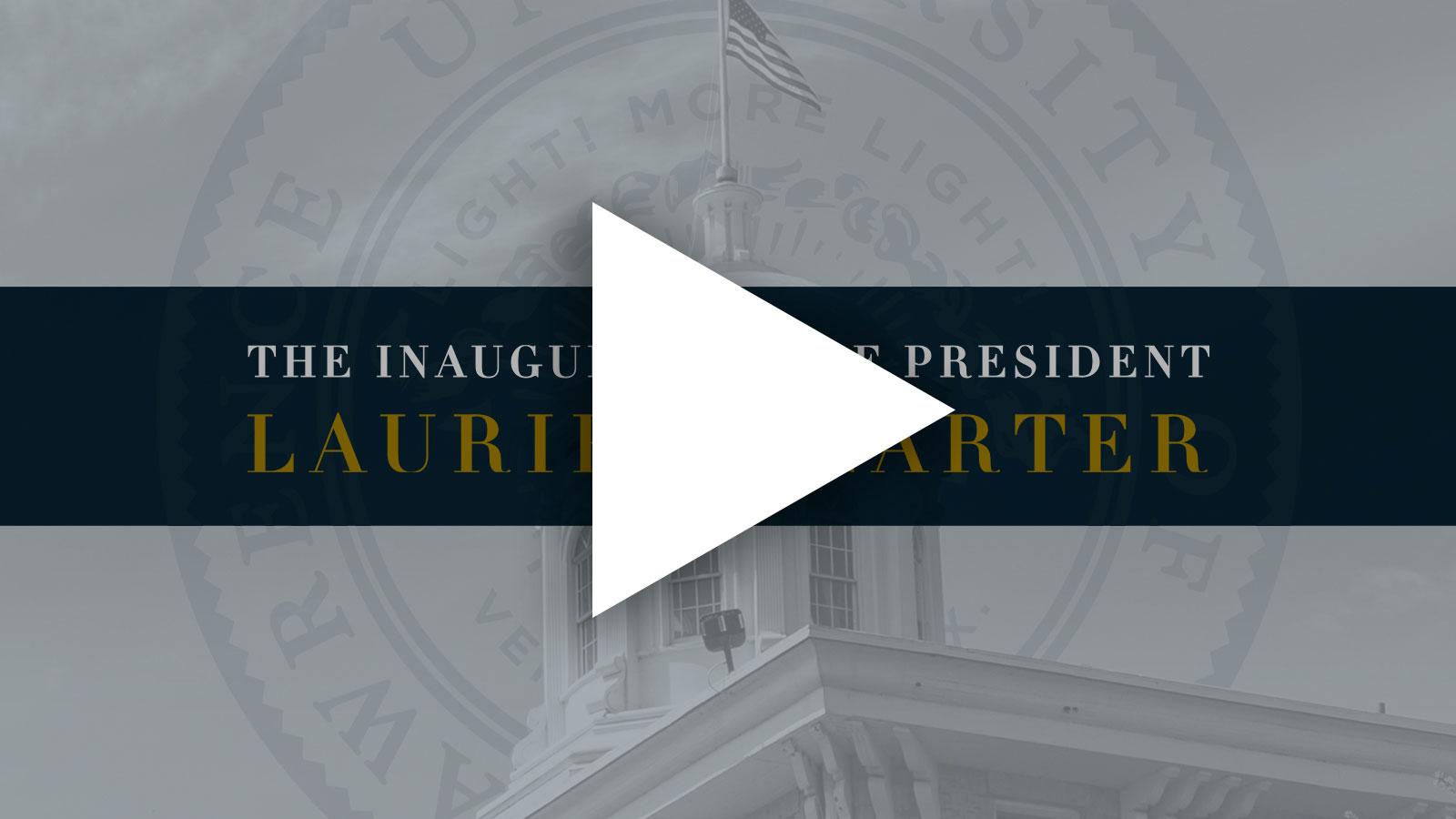 Inauguration slide with "play" button 