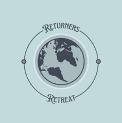 Drawing of the Earth with a circle around it and the words "Returners Retreat"