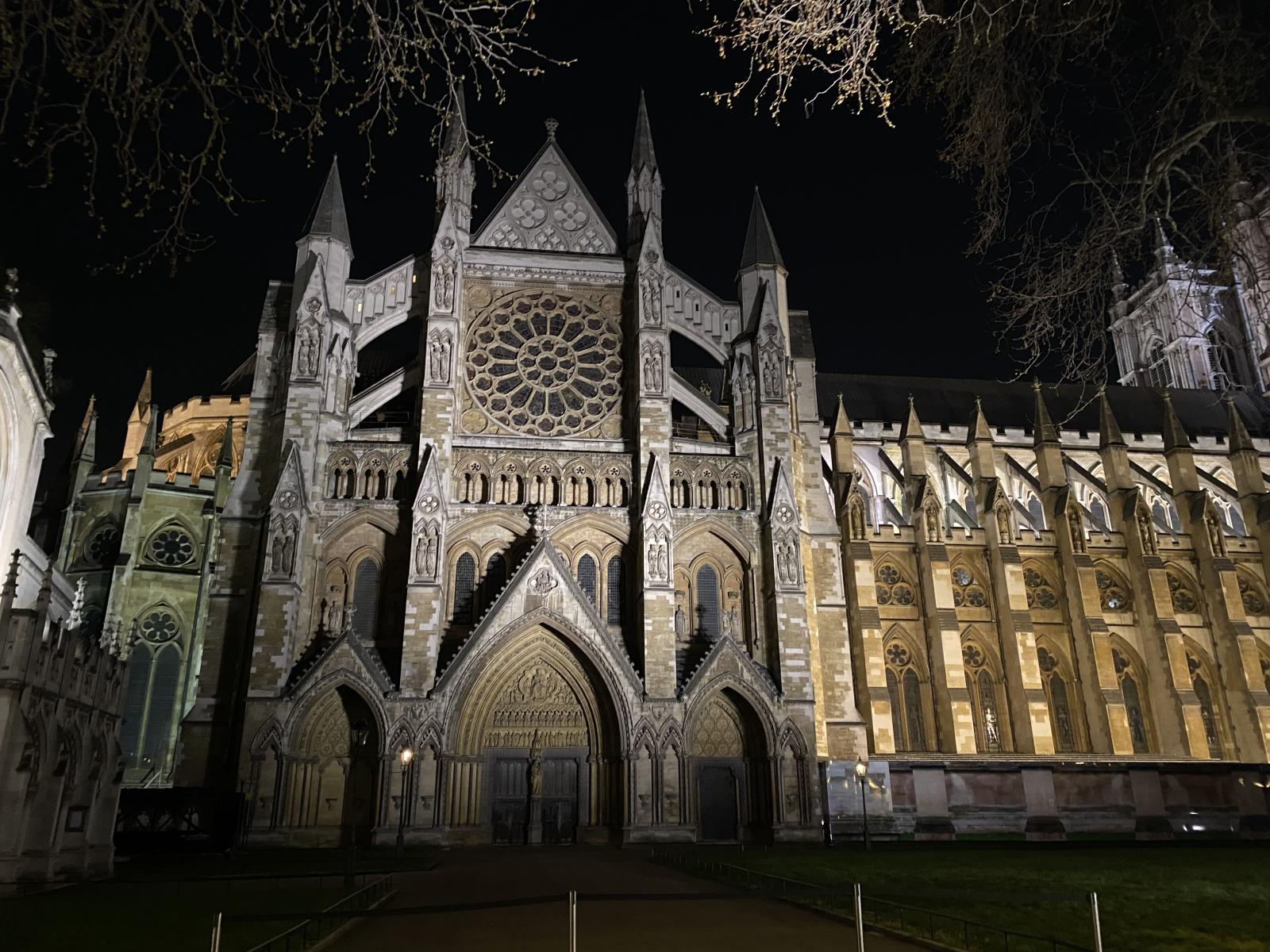 Westminster Abbey at night. London, England