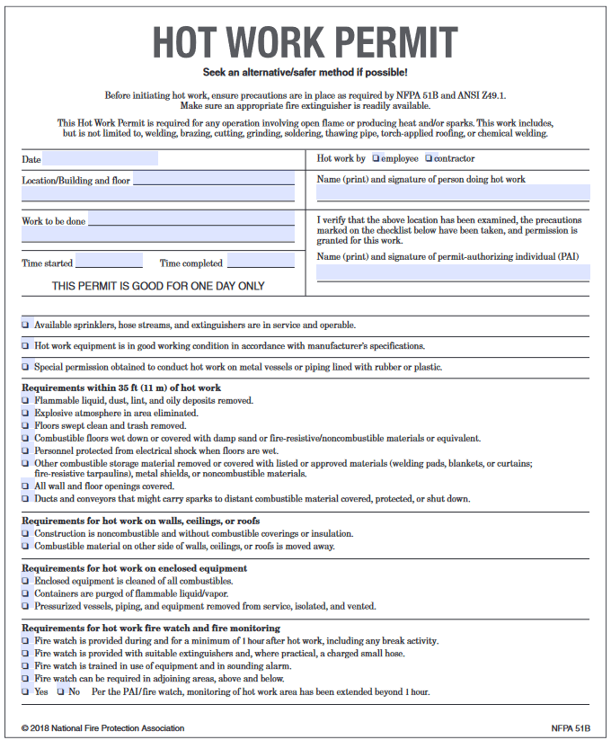 Hot Work Permit