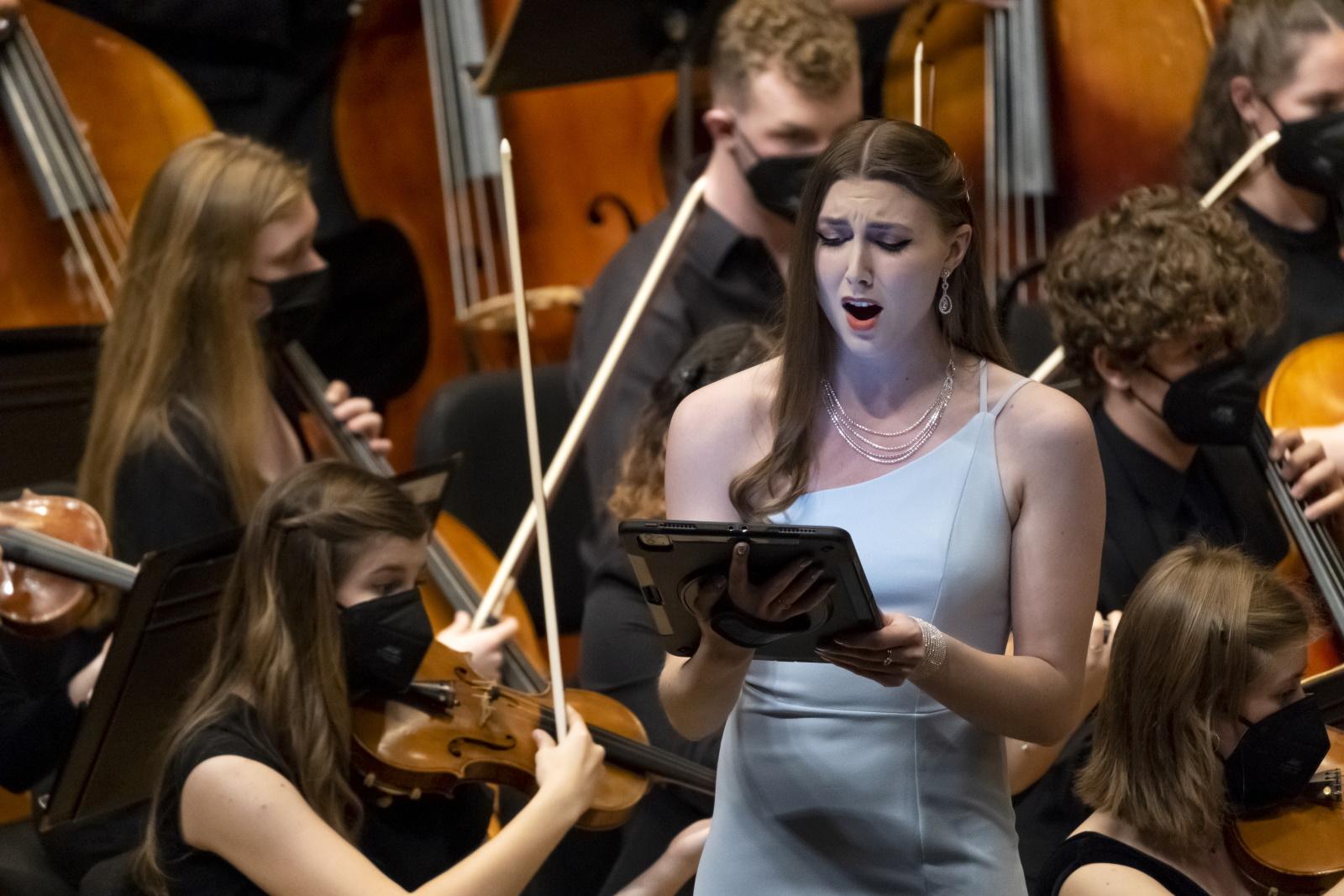 Students perform during the 2022 Major Works concert in Memorial Chapel.