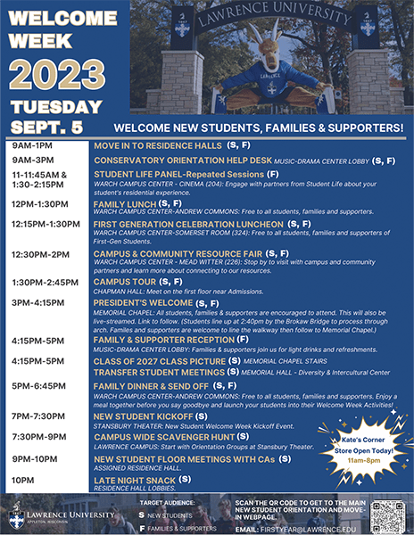 Welcome Week 2023 Tuesday Schedule