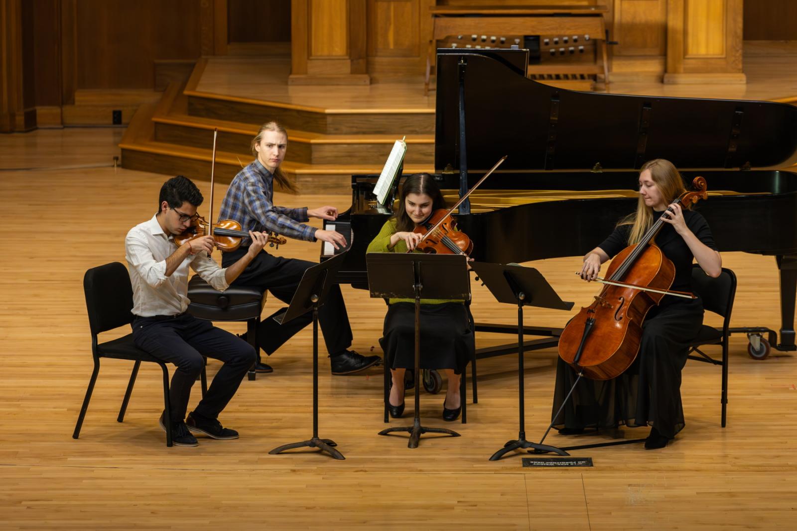 Lawrence University students perform chamber music in Memorial Chapel. (Photo by Danny Damiani)