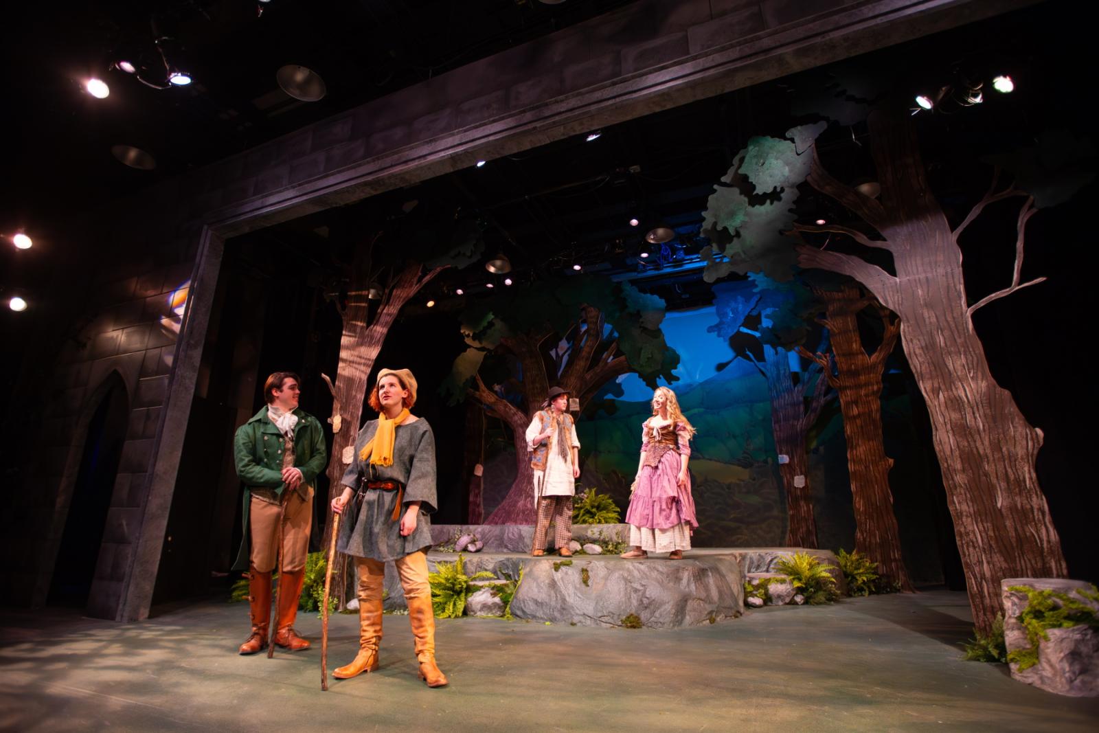 The cast rehearses for "As You Like It" in Cloak Theater.