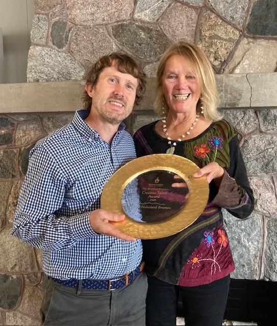 2024 Winifred Boynton Creative Spirit awardee Anne Haberland Emerson with Björklunden Director Tom McKenzie