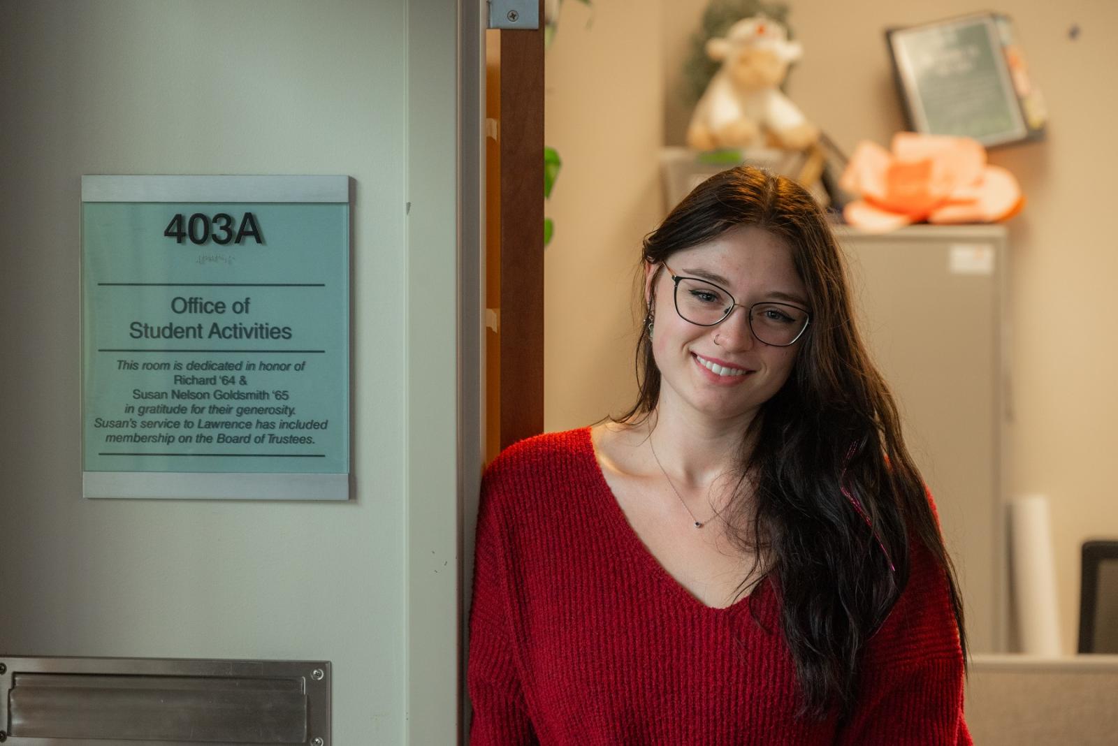 Maddie Bublik poses for a photo in Warch Campus Center.