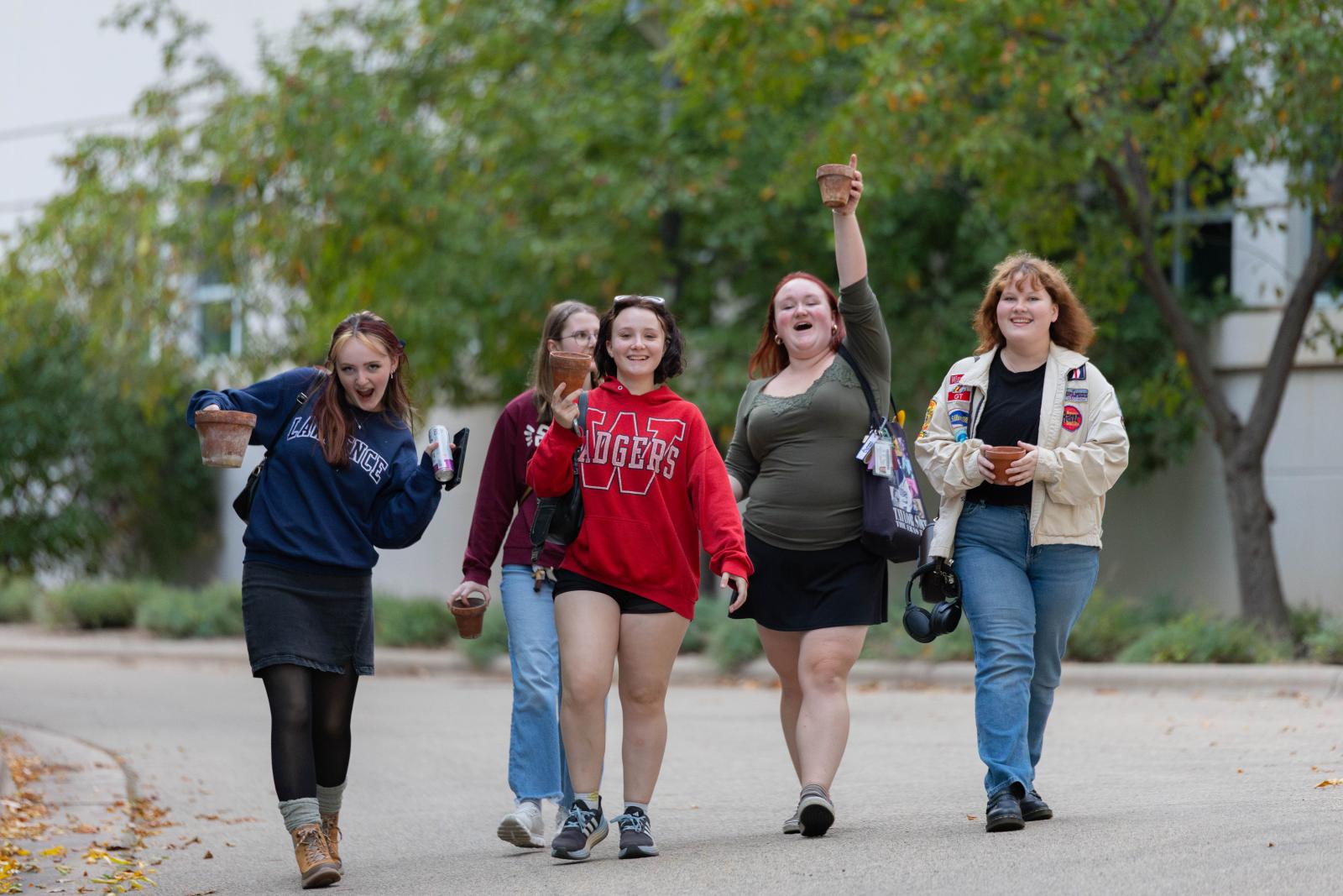 students walking