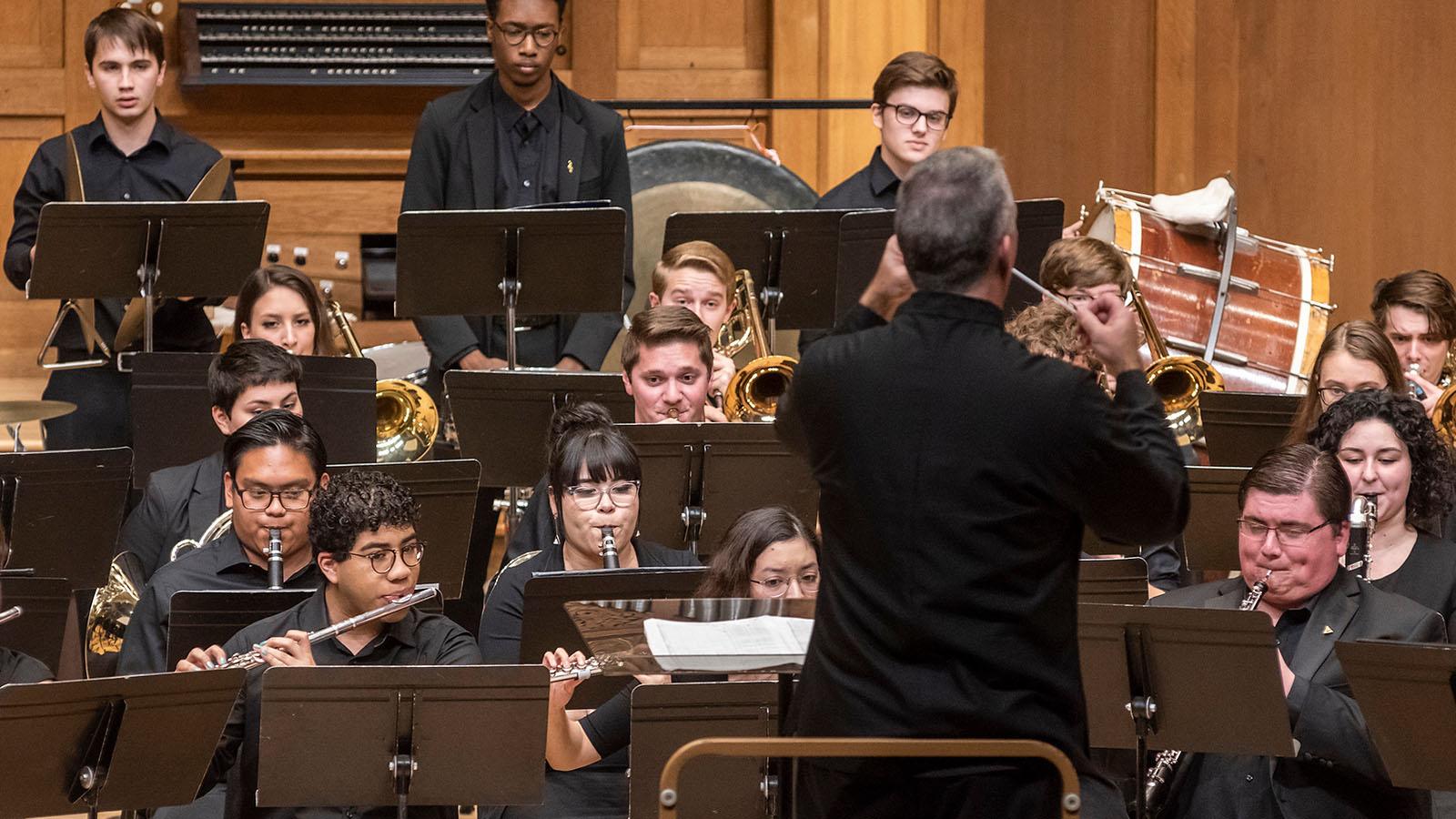 Students performing at orchestra concert