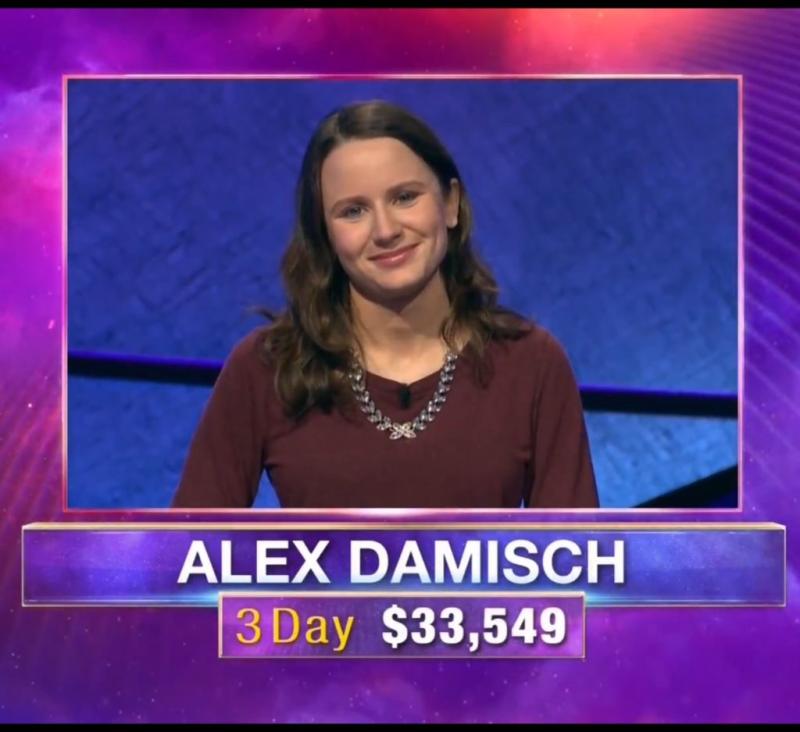 Alex Damisch is seen on the set of "Jeopardy" during her fourth and final game.