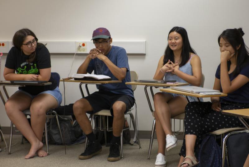 Students participate in a classroom discussion during last year's College Horizons program at Lawrence.