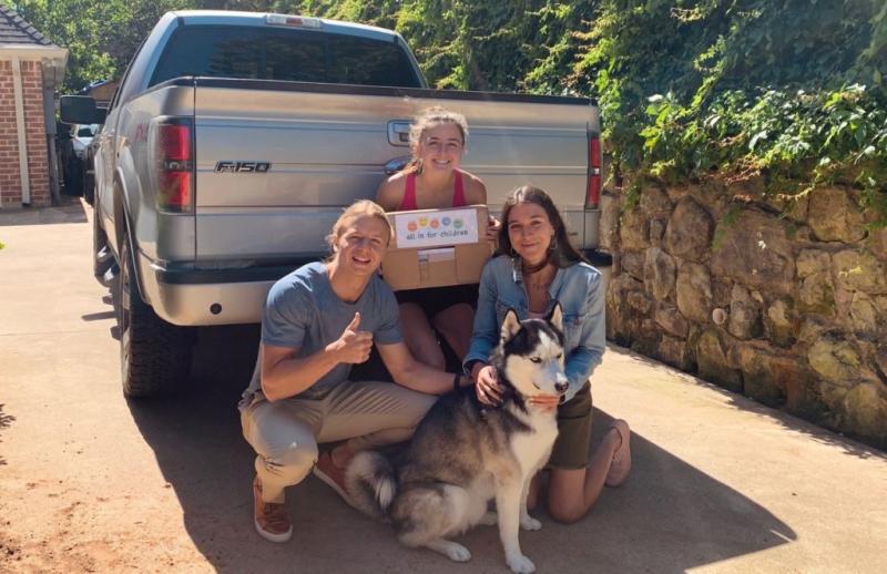 From left: Nick Felan ’19, Madeleine Felan, and Lizzy Garcia Creighton ’19 started a nonprofit in Dallas called All in for Children.