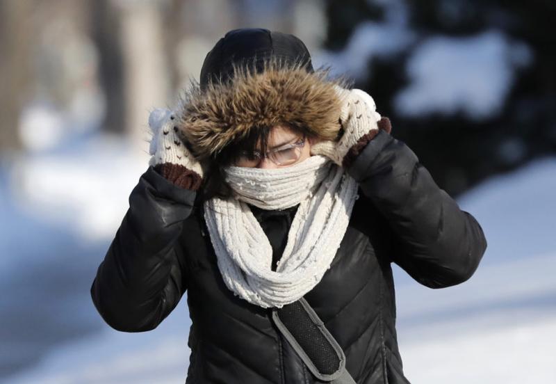 a student at Lawrence University battling freezing temperatures